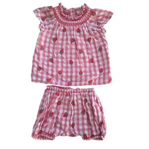 Mini Boden Pink Gingham Smocked Strawberry  Playset